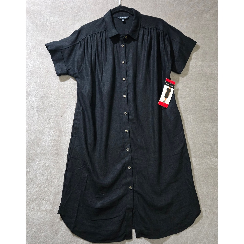 Well Worn Shirt Dress Medium Linen Blend Capsule Quiet Luxury Resort Casual Chic
